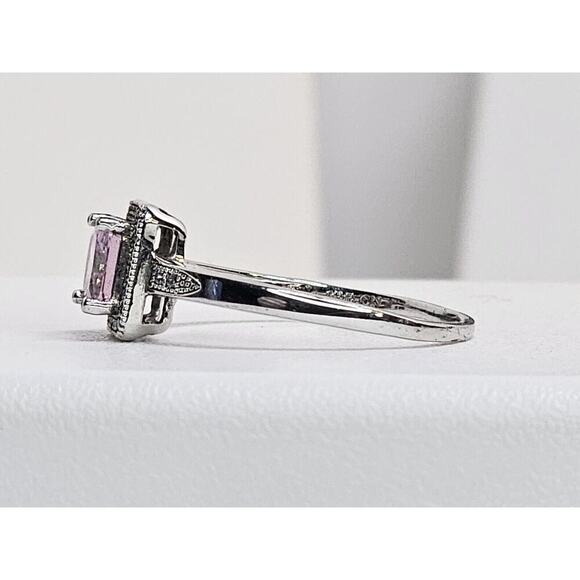 925 Sterling Silver Rings (2) Pink CZ Halo Size 9 - & Faux Opal & CZ Size 9.25 - Picture 3 of 13